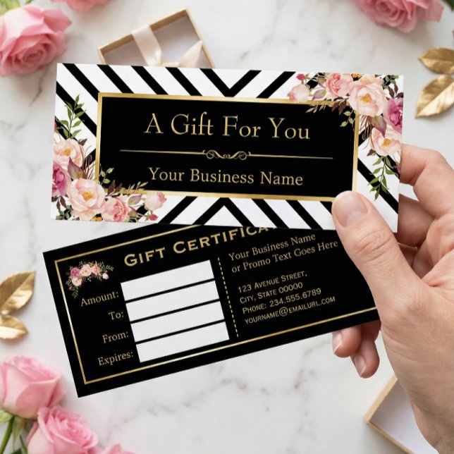Gold Floral Makeup Hair Salon Gift Certificate (Creator Uploaded)