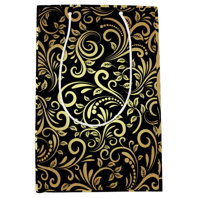 gold floral medium gift bag (Front)