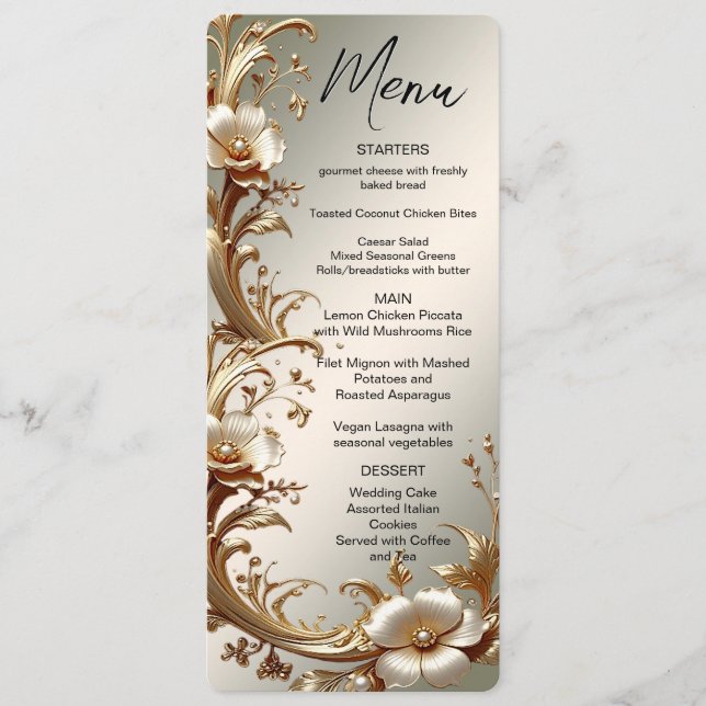Gold Floral Menu (Devant)