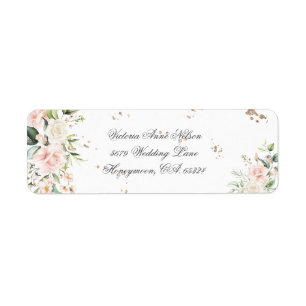 Gold Floral Modern Mariage Adresse de retour Label