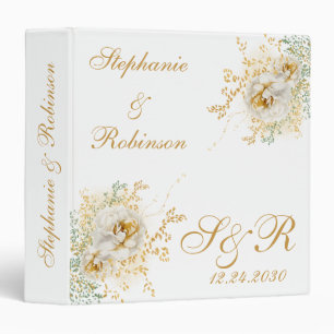 Gold Floral Monogram Logo Wedding Album Binder