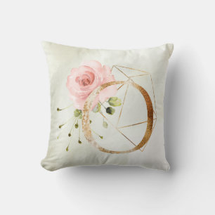 Gold Floral Monogram O Pillow