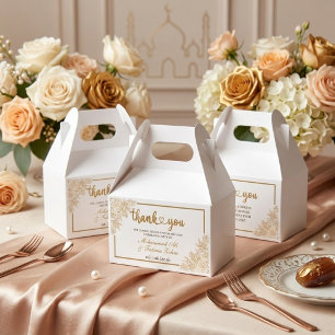Gold Floral Mosque Elegance Muslim Wedding Favor Box