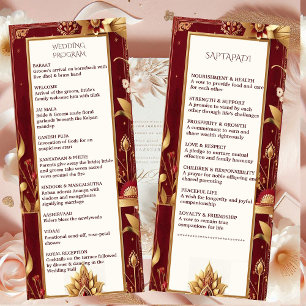 Gold Floral Motif Ornate Asymmetric Indian Wedding Program