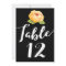 Gold Floral on Black Wedding Table Number Card