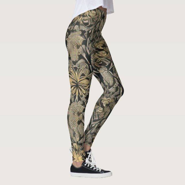 Gold Floral Pattern Leggings (Right)