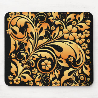 gold floral pattern mouse pad