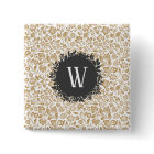 Gold Floral Pattern with Dark Grey Circle Monogram