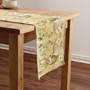 Gold Floral Reindeer Table Runner