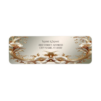 Gold Floral Return Address Label