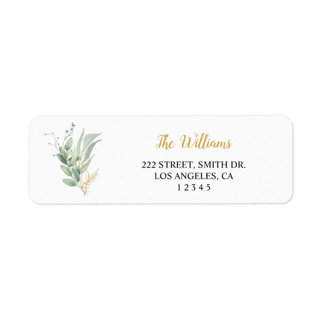 Gold Floral Return Address Labels (Front)