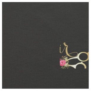 Gold floral Scissors Hairstylist Hair Salon Fabric