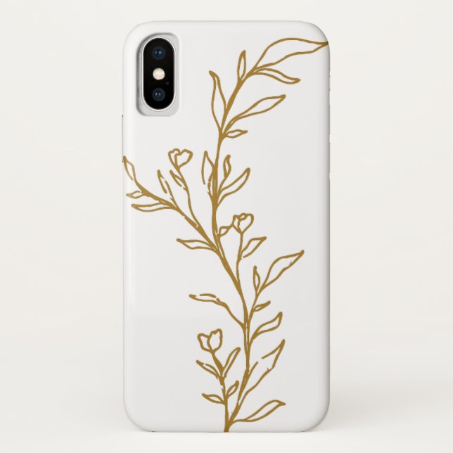 Gold Floral Stem Line Dessin iPhone / coque ipad (Dos)
