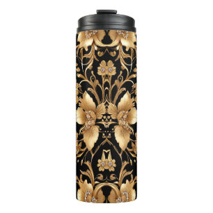 Gold Floral Thermal Tumbler