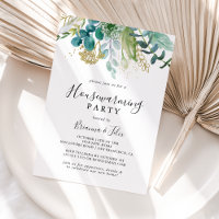 Gold Floral Tropical Green Housewarming Party