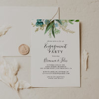 Gold Floral Tropical Greenery Engagement Party