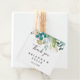 Gold Floral Tropical Greenery Wedding Favour Tags