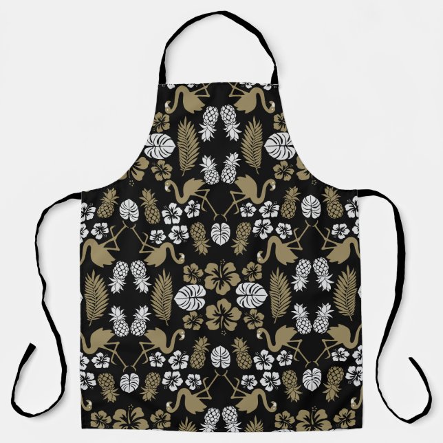 Gold Floral Tropical Patterned Apron (Front)