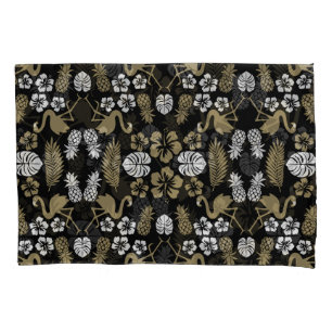 Gold Floral Tropical Patterned Pillowcase