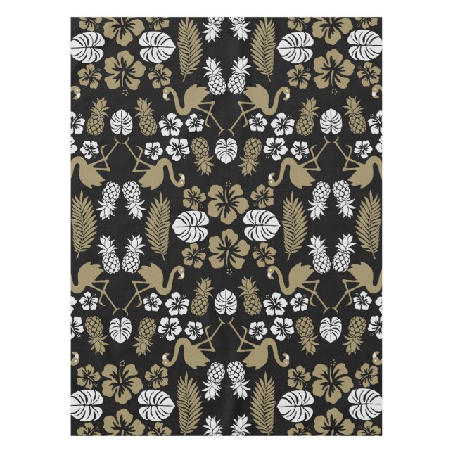 Gold Floral Tropical Patterned Tablecloth (Front)