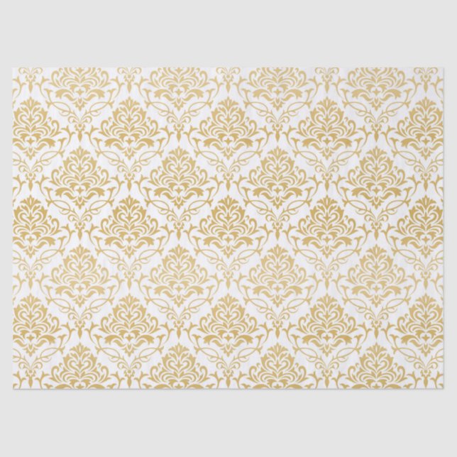 Gold floral vintage damasks tissue paper (Front)