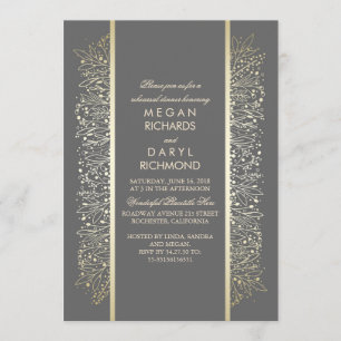 Gold Floral Vintage Rehearsal Dinner Invitation