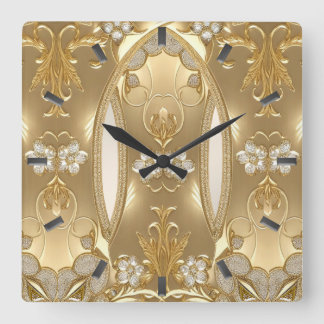 Gold Floral Wall Clock