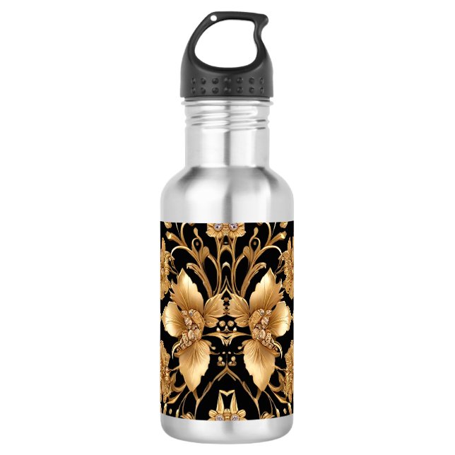 Gold Floral Water Bottle (Front)