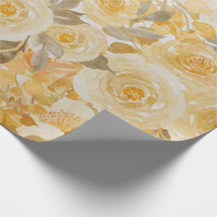Gold Floral Watercolor Elegant Vintage  Wrapping Paper