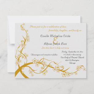 Gold Floral Wedding Invitation