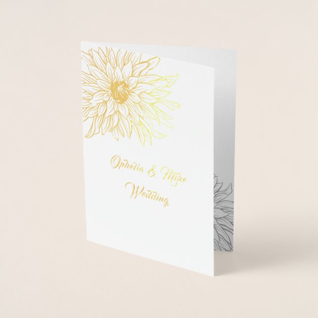 Gold Floral, wedding invitation,Foil Card (Front)