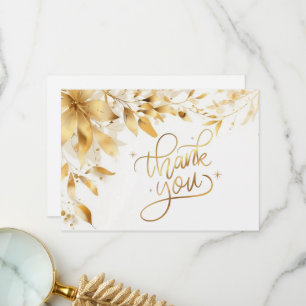 Gold Floral Wedding Thank You Card