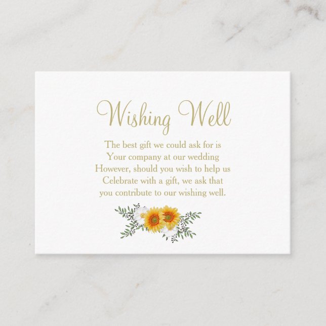 Gold Floral Wedding Wishing Well Enclosure Card (Front)