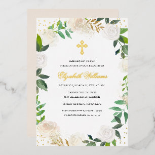Gold Floral Wreath Girl Baptism