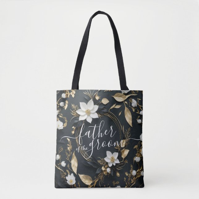 Gold Floral Wreath Wedding Father of the Groom Tote Bag (Front)