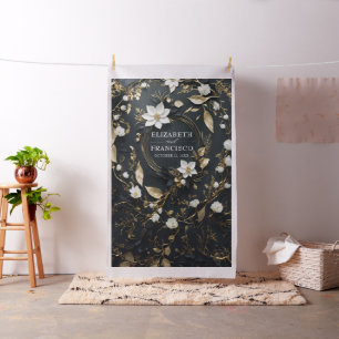 Gold Floral Wreath Wedding Photo Booth Backdrop
