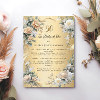 Gold Florals Invitación Bodas de Oro