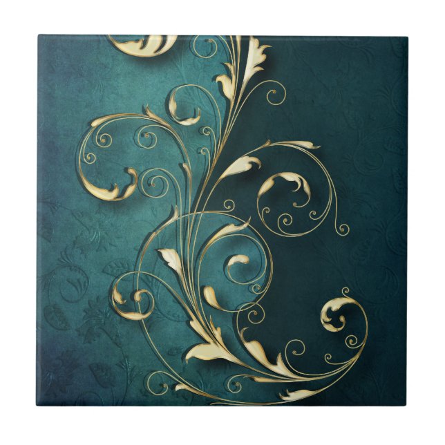 Gold Florentine Scrolls Tile (Front)