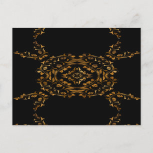 Gold flourish abstract design postcard