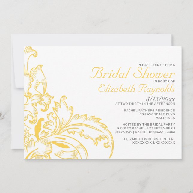 Gold Flourish Bridal Shower Invitations (Front)