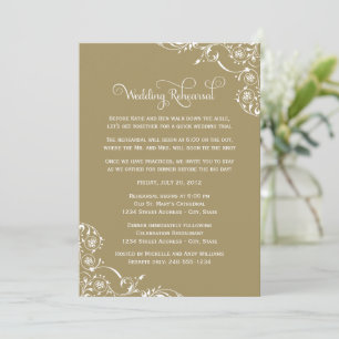 Gold Flourish Wedding Rehearsal Invitation