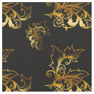 Gold Flourishes on Black Fabric