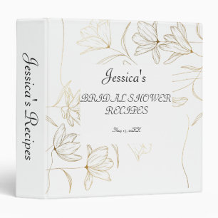 Gold Flower Bridal Recipe 3 Ring Binder