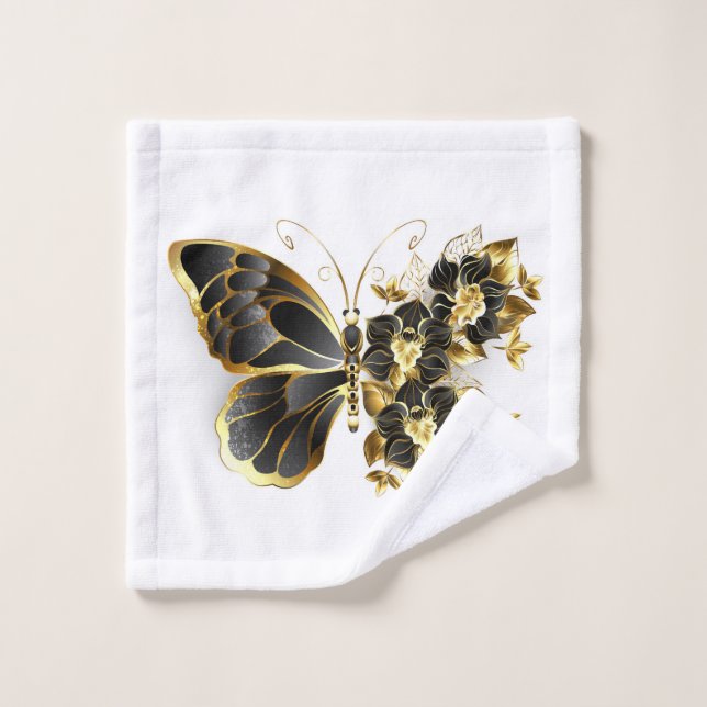 Gold flower Butterfly with Black Orchid (Gant de toilette)