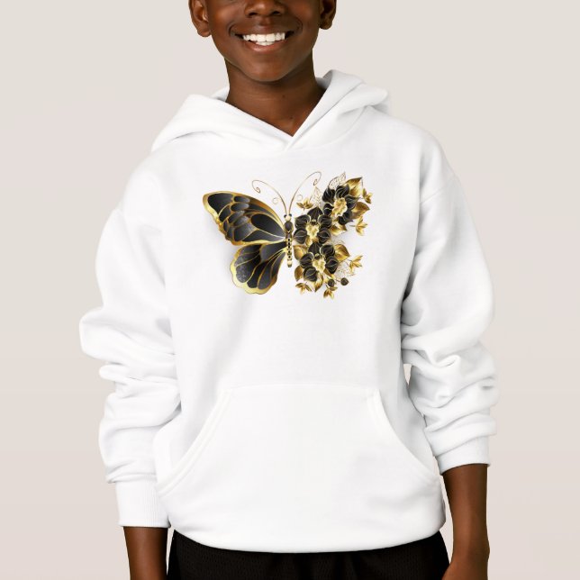 Gold Flower Butterfly with Black Orchid (Front)
