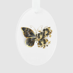 Gold flower Butterfly with Black Orchid