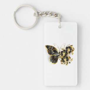 Gold flower Butterfly with Black Orchid