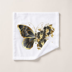 Gold flower Butterfly with Black Orchid