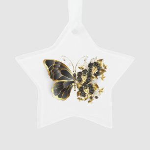 Gold flower Butterfly with Black Orchid