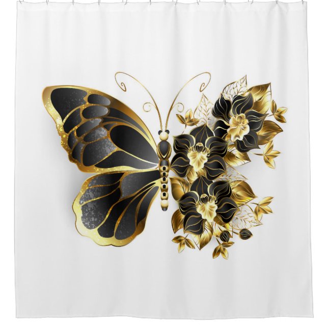 Gold Flower Butterfly with Black Orchid (Front)